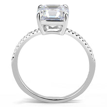 Load image into Gallery viewer, Silver Rings for Womens High polished (no plating) Stainless Steel Ring with Cubic in Clear DA008 - Jewelry Store by Erik Rayo
