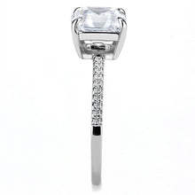 Load image into Gallery viewer, Silver Rings for Womens High polished (no plating) Stainless Steel Ring with Cubic in Clear DA008 - Jewelry Store by Erik Rayo
