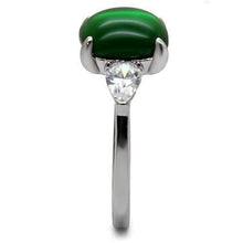 Load image into Gallery viewer, Silver Rings for Womens High polished (no plating) Stainless Steel Ring with Glass in Emerald TK087 - Jewelry Store by Erik Rayo
