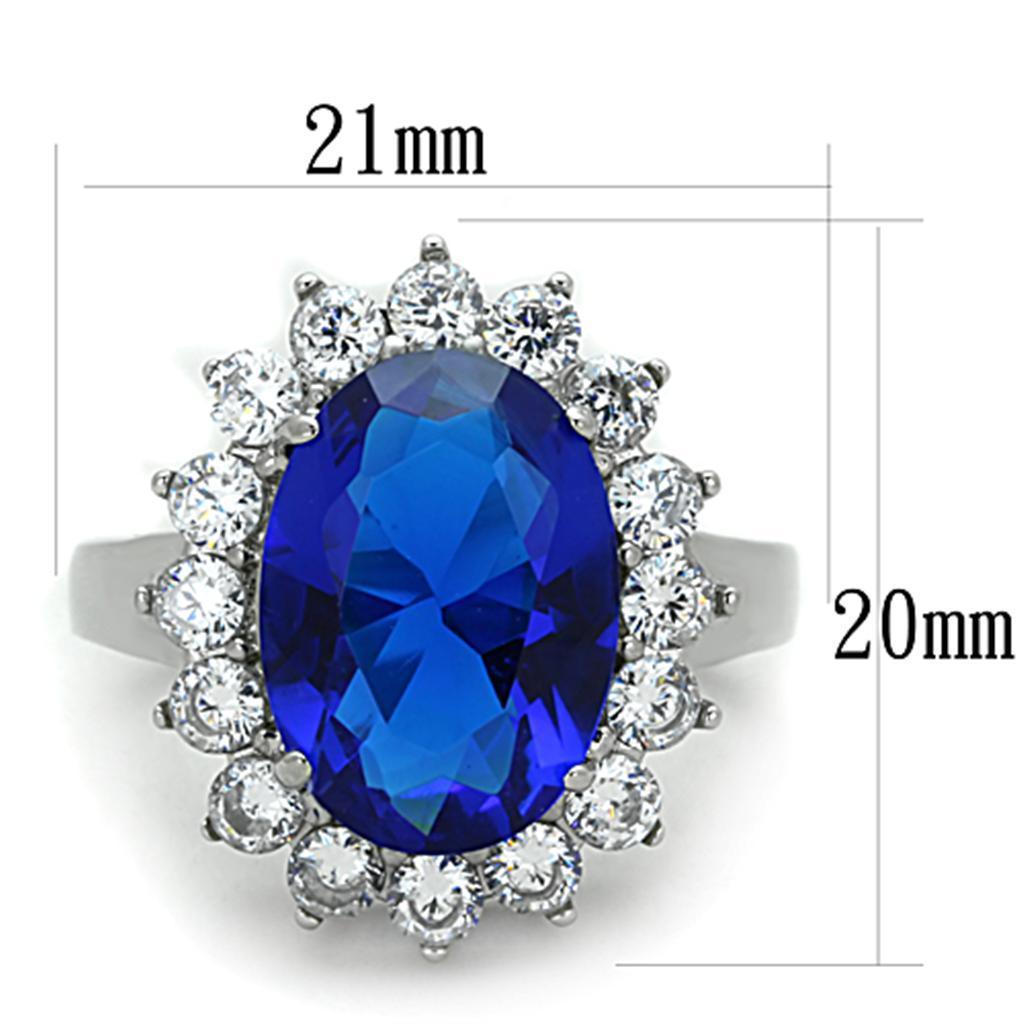Silver Rings for Womens High polished (no plating) Stainless Steel Ring with Glass in Montana TK0W389 - Jewelry Store by Erik Rayo