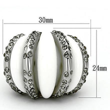 Load image into Gallery viewer, Silver Rings for Womens High polished (no plating) Stainless Steel Ring with Top Grade Crystal in Black Diamond TK1011 - Jewelry Store by Erik Rayo
