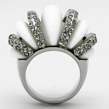 Load image into Gallery viewer, Silver Rings for Womens High polished (no plating) Stainless Steel Ring with Top Grade Crystal in Black Diamond TK1011 - Jewelry Store by Erik Rayo
