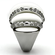 Load image into Gallery viewer, Silver Rings for Womens High polished (no plating) Stainless Steel Ring with Top Grade Crystal in Black Diamond TK1011 - Jewelry Store by Erik Rayo

