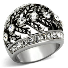 Load image into Gallery viewer, Silver Rings for Womens High polished (no plating) Stainless Steel Ring with Top Grade Crystal in Clear TK1015 - Jewelry Store by Erik Rayo
