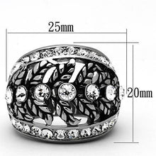 Load image into Gallery viewer, Silver Rings for Womens High polished (no plating) Stainless Steel Ring with Top Grade Crystal in Clear TK1015 - Jewelry Store by Erik Rayo
