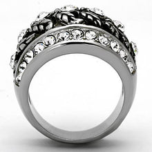 Load image into Gallery viewer, Silver Rings for Womens High polished (no plating) Stainless Steel Ring with Top Grade Crystal in Clear TK1015 - Jewelry Store by Erik Rayo
