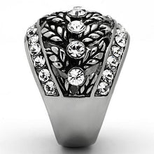 Load image into Gallery viewer, Silver Rings for Womens High polished (no plating) Stainless Steel Ring with Top Grade Crystal in Clear TK1015 - Jewelry Store by Erik Rayo
