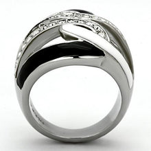 Load image into Gallery viewer, Silver Rings for Womens High polished (no plating) Stainless Steel Ring with Top Grade Crystal in Clear TK1018 - Jewelry Store by Erik Rayo
