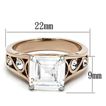 Load image into Gallery viewer, Womens Silver Rings Two-Tone IP Rose Gold 316L Stainless Steel Ring with AAA Grade CZ in Clear TK1059 - Jewelry Store by Erik Rayo
