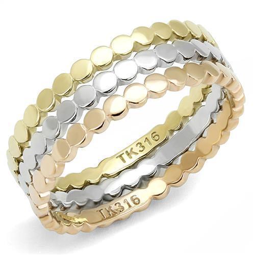 Womens Three Tone Ring Rose Gold Silver Anillo Para Mujer 316L Stainless Steel Ring with No Stone Sulmona - Jewelry Store by Erik Rayo