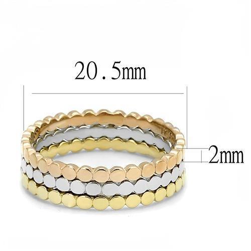 Womens Three Tone Ring Rose Gold Silver Anillo Para Mujer 316L Stainless Steel Ring with No Stone Sulmona - Jewelry Store by Erik Rayo