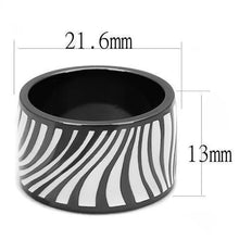Load image into Gallery viewer, Womens Zebra Print Ring Anillo Para Mujer Girls 316L Stainless Steel Ring with Epoxy in White Yvette - Jewelry Store by Erik Rayo

