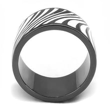 Load image into Gallery viewer, Womens Zebra Print Ring Anillo Para Mujer Girls 316L Stainless Steel Ring with Epoxy in White Yvette - Jewelry Store by Erik Rayo
