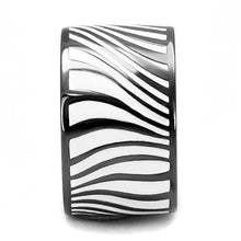 Load image into Gallery viewer, Womens Zebra Print Ring Anillo Para Mujer Girls 316L Stainless Steel Ring with Epoxy in White Yvette - Jewelry Store by Erik Rayo
