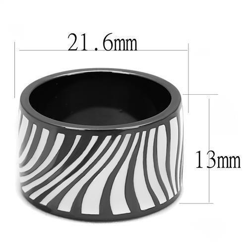 Womens Zebra Print Ring Anillo Para Mujer Stainless Steel Ring with Epoxy in White Yvette - Jewelry Store by Erik Rayo