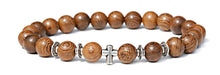 Load image into Gallery viewer, Wood Bracelet with Cross Christian Bead Wristlet - Jewelry Store by Erik Rayo
