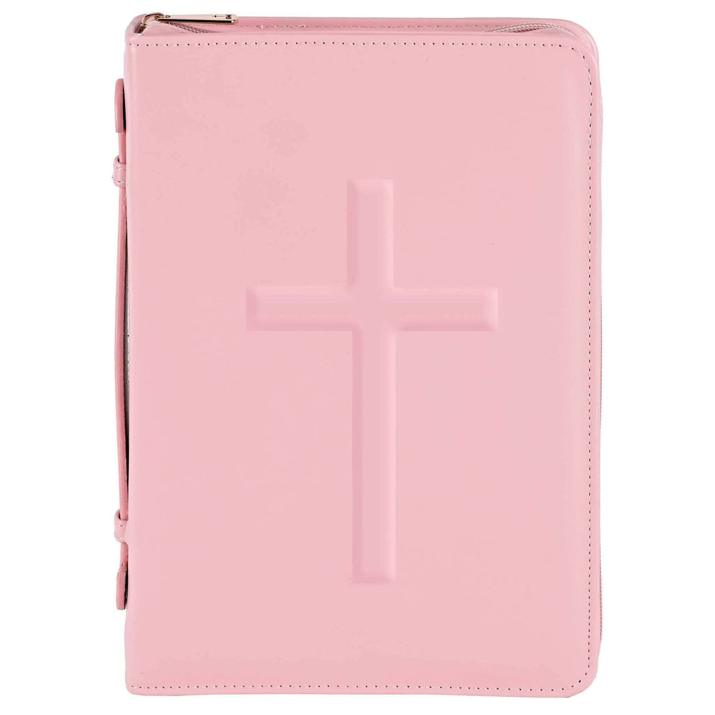 White Dove Bible Case Embossed Cross Pink XLarge