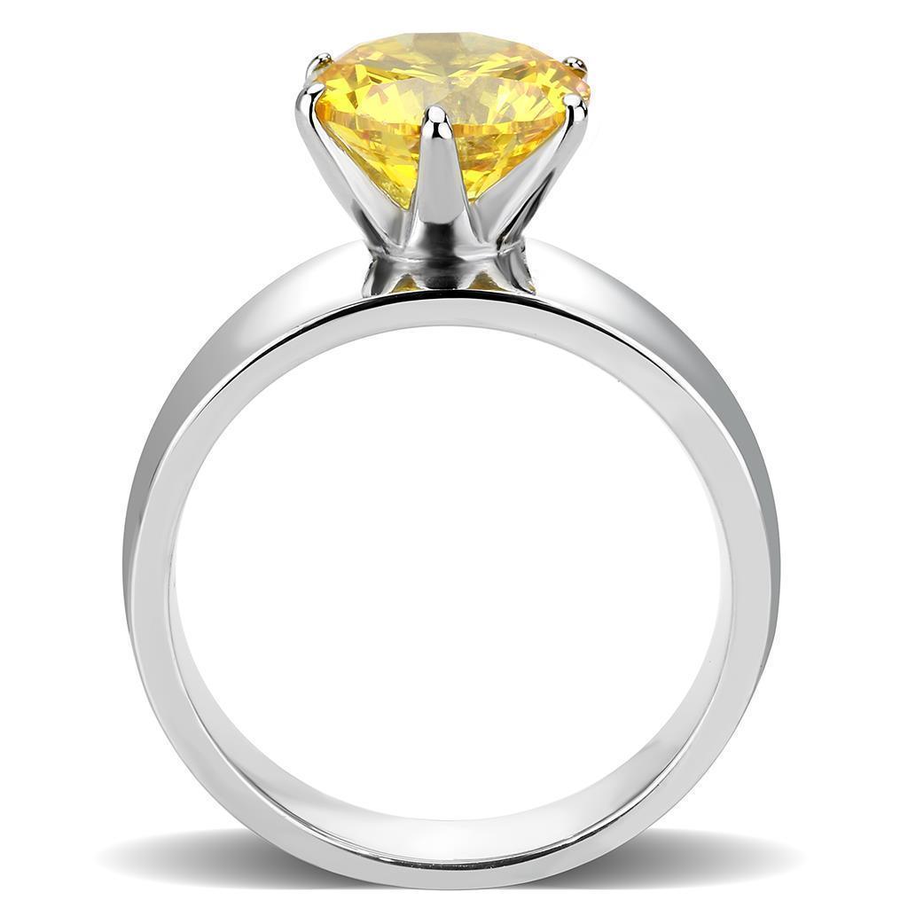 Yellow Silver Womens Ring Solitaire 316L Stainless Steel Zircoin Anillo Amarillo y Plata Para Mujer Solitario Acero Inoxidable - Jewelry Store by Erik Rayo
