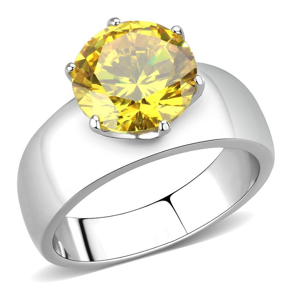 Yellow Silver Rings for Women Solitaire Stainless Steel Zircoin Anillo AmarilloPlata Para Mujer Solitario Acero Inoxidable - Jewelry Store by Erik Rayo