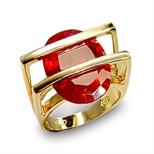 6X001 - Gold 925 Sterling Silver Ring with Synthetic Garnet en Rubi - Jewelry Store by Erik Rayo