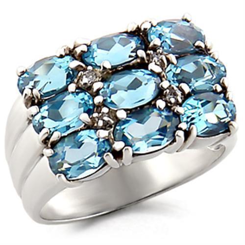 6X002 - High-Polished 925 Sterling Silver Ring with Synthetic Spinel Color Azul Mar - Jewelry Store by Erik Rayo