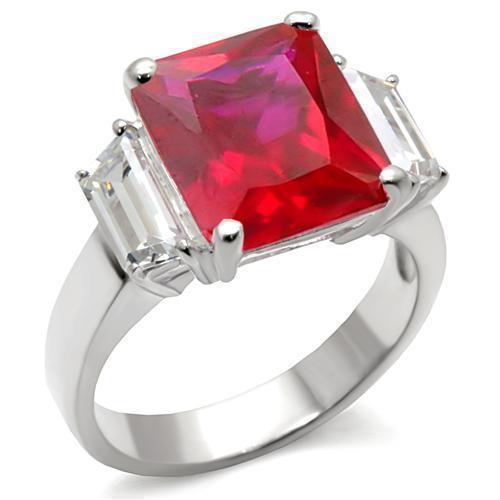 6X061 - High-Polished 925 Sterling Silver Ring with Synthetic Garnet en Rubi - Jewelry Store by Erik Rayo