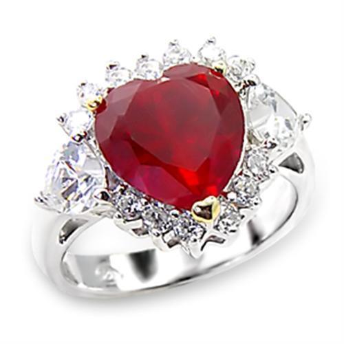 6X062 - High-Polished 925 Sterling Silver Ring with Synthetic Garnet en Rubi - Jewelry Store by Erik Rayo