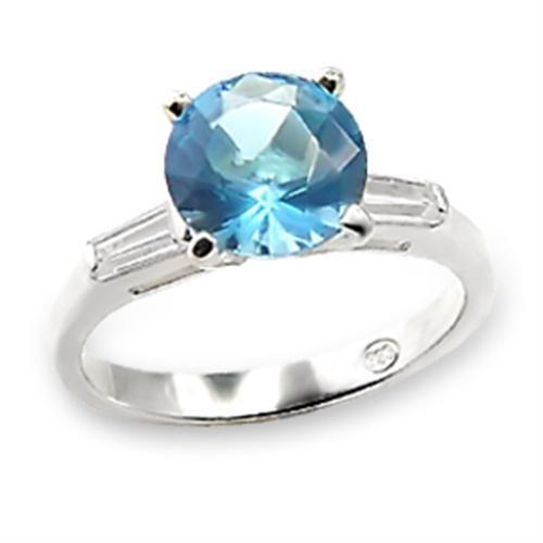 6X065 - High-Polished 925 Sterling Silver Ring with Synthetic Spinel Color Azul Mar - Jewelry Store by Erik Rayo