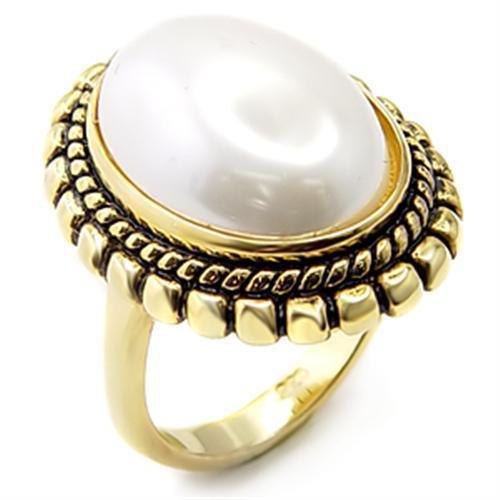7X232 - Gold 925 Sterling Silver Ring con Perla Blanca - Jewelry Store by Erik Rayo
