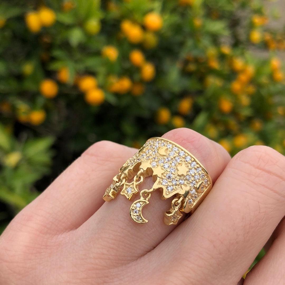 8X014 - Gold 925 Sterling Silver Ring con Diamante Zirconia Cubica - Jewelry Store by Erik Rayo