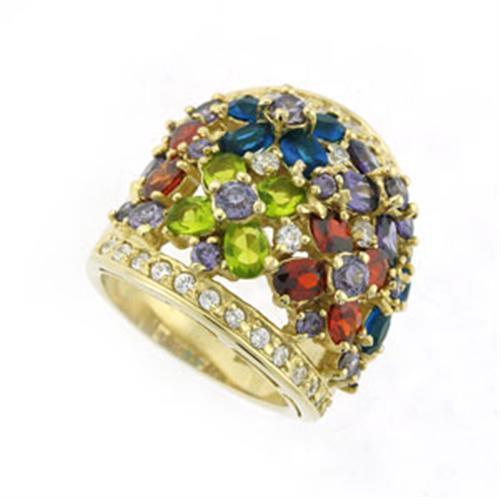 8X114 - Gold 925 Sterling Silver Ring con Diamante Zirconia Cubica Multi Color - Jewelry Store by Erik Rayo