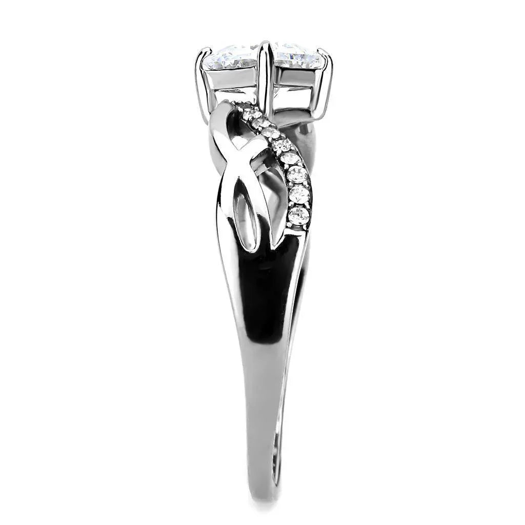 Silver Rings for Women 316L Stainless Steel DA101 - AAA Grade Cubic Zirconia in Clear - Jewelry Store by Erik Rayo