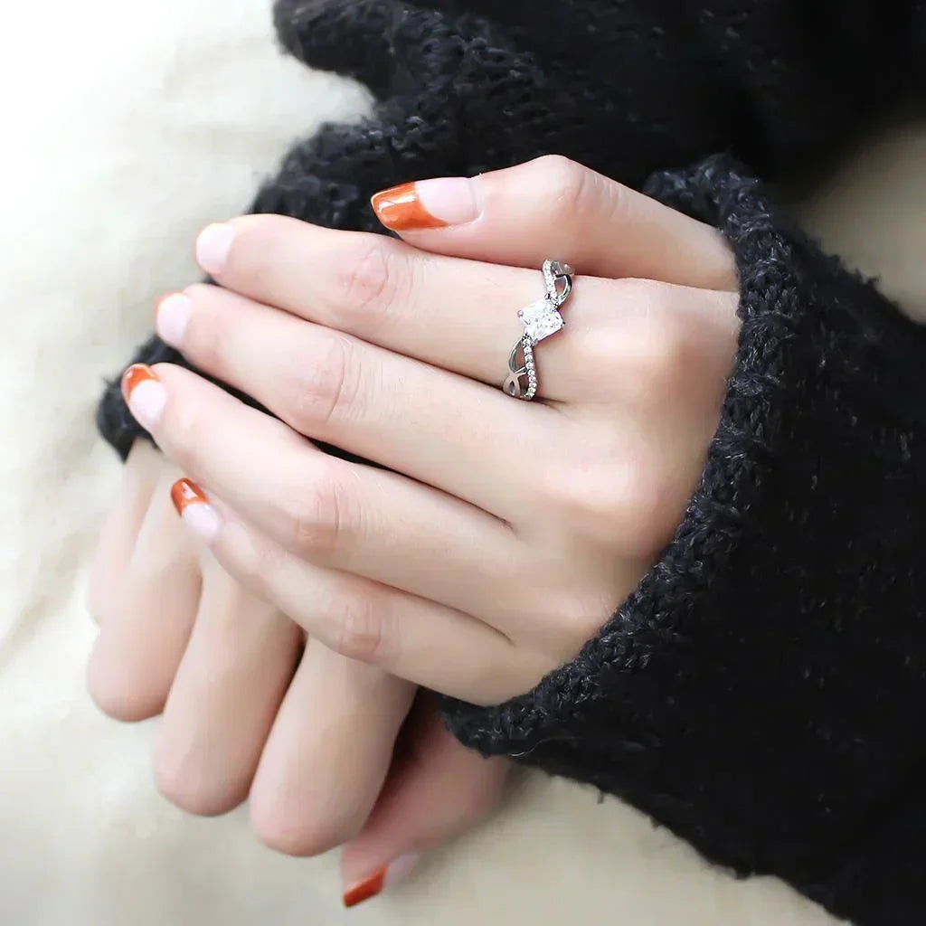 Silver Rings for Women 316L Stainless Steel DA101 - AAA Grade Cubic Zirconia in Clear - Jewelry Store by Erik Rayo