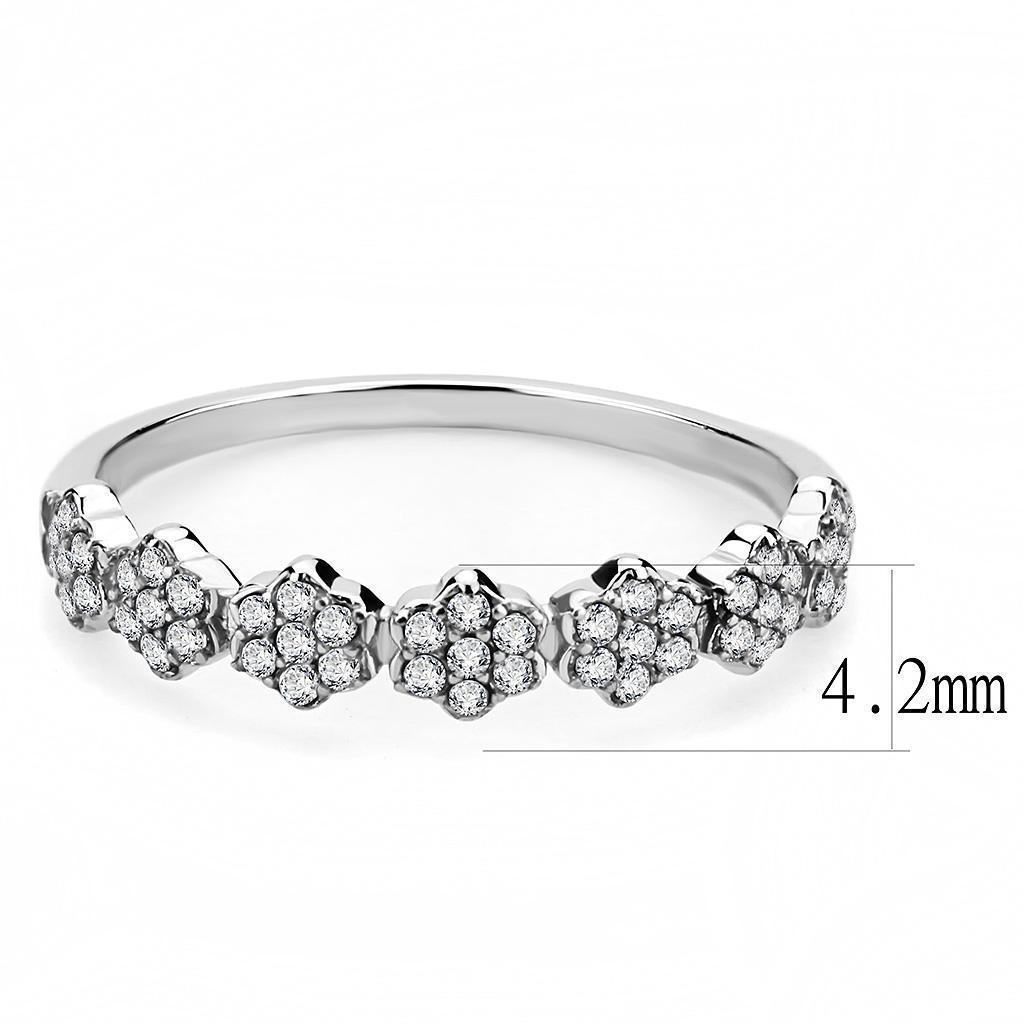 Silver Rings for Women 316L Stainless Steel DA102 - AAA Grade Cubic Zirconia in Clear - Jewelry Store by Erik Rayo