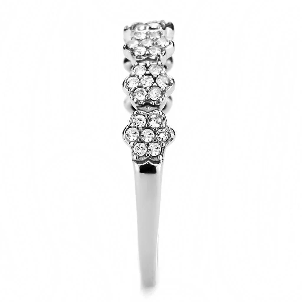 Silver Rings for Women 316L Stainless Steel DA102 - AAA Grade Cubic Zirconia in Clear - Jewelry Store by Erik Rayo