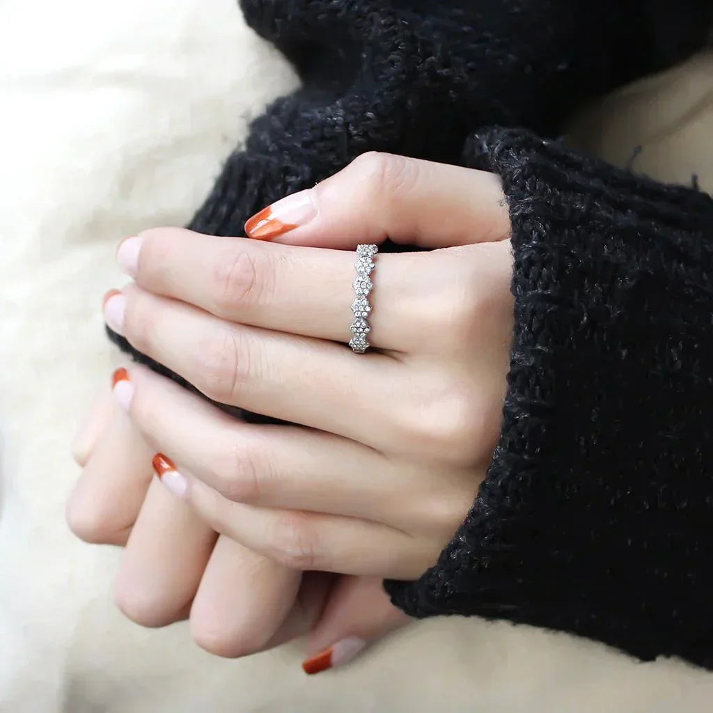 Silver Rings for Women 316L Stainless Steel DA102 - AAA Grade Cubic Zirconia in Clear - Jewelry Store by Erik Rayo