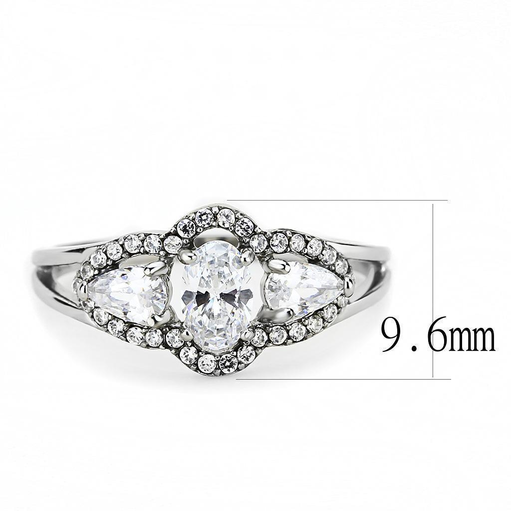 Silver Rings for Women 316L Stainless Steel DA103 - AAA Grade Cubic Zirconia in Clear - Jewelry Store by Erik Rayo