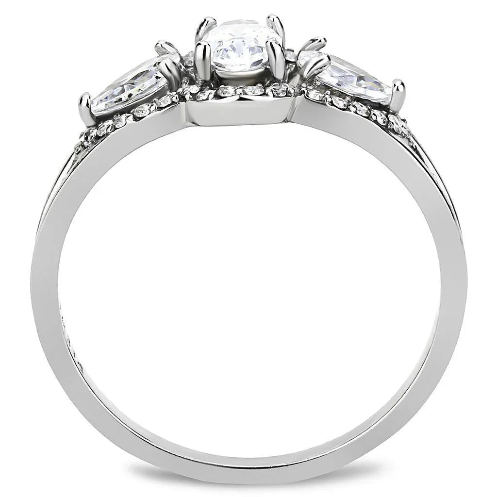 Silver Rings for Women 316L Stainless Steel DA103 - AAA Grade Cubic Zirconia in Clear - Jewelry Store by Erik Rayo