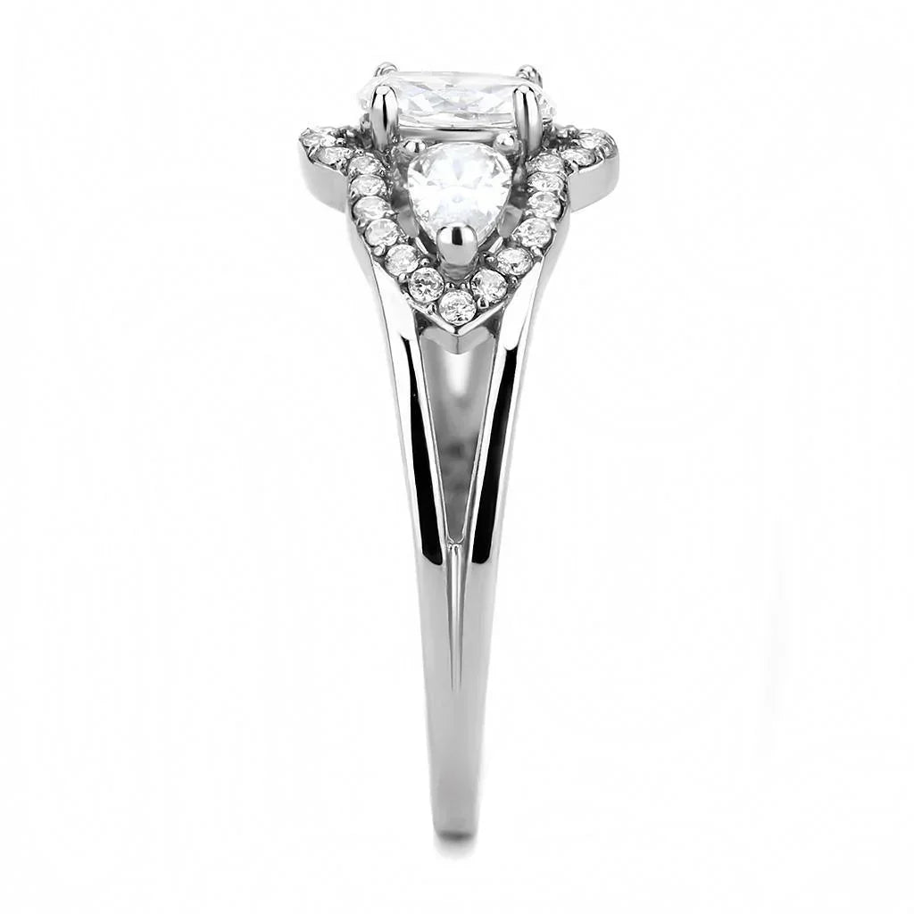 Silver Rings for Women 316L Stainless Steel DA103 - AAA Grade Cubic Zirconia in Clear - Jewelry Store by Erik Rayo