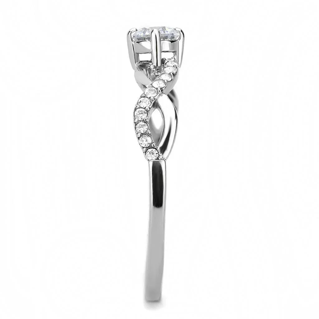 Silver Rings for Women 316L Stainless Steel DA104 - AAA Grade Cubic Zirconia in Clear - Jewelry Store by Erik Rayo