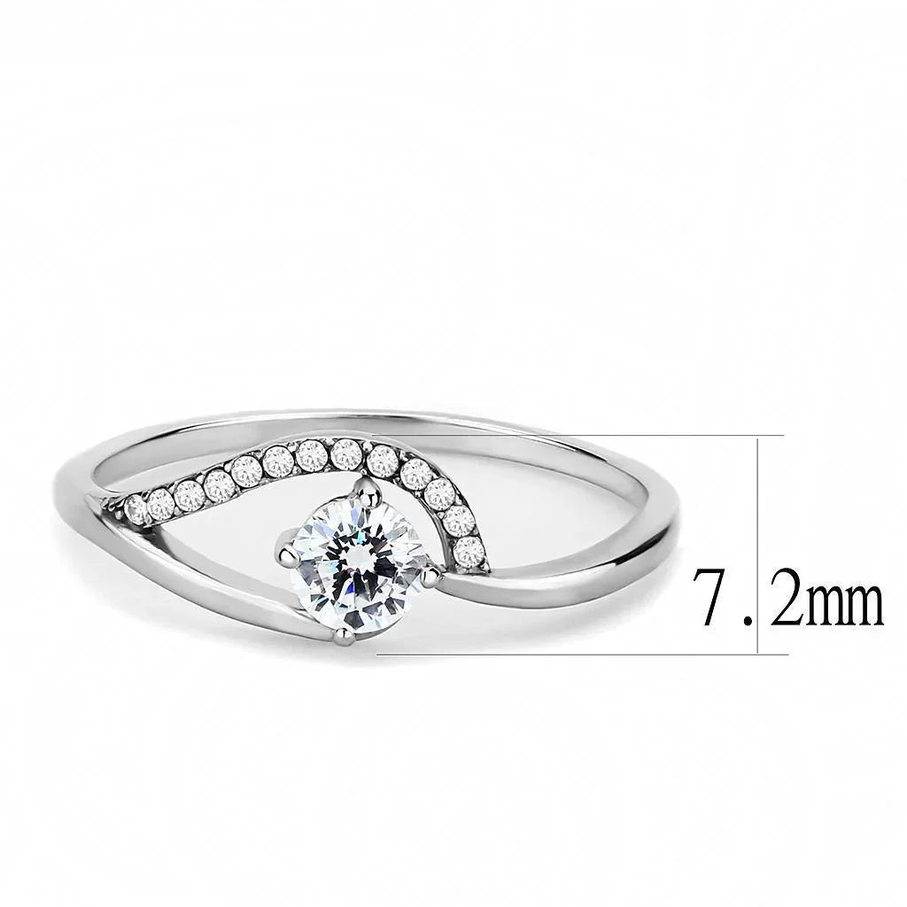 Silver Rings for Women 316L Stainless Steel DA105 - AAA Grade Cubic Zirconia in Clear - Jewelry Store by Erik Rayo