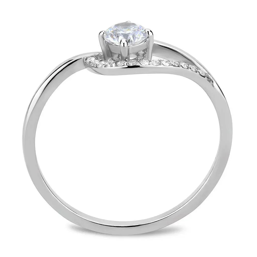 Silver Rings for Women 316L Stainless Steel DA105 - AAA Grade Cubic Zirconia in Clear - Jewelry Store by Erik Rayo