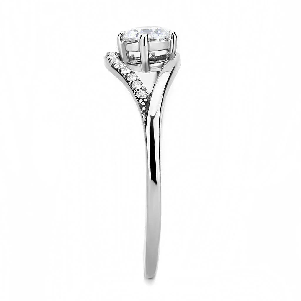 Silver Rings for Women 316L Stainless Steel DA105 - AAA Grade Cubic Zirconia in Clear - Jewelry Store by Erik Rayo