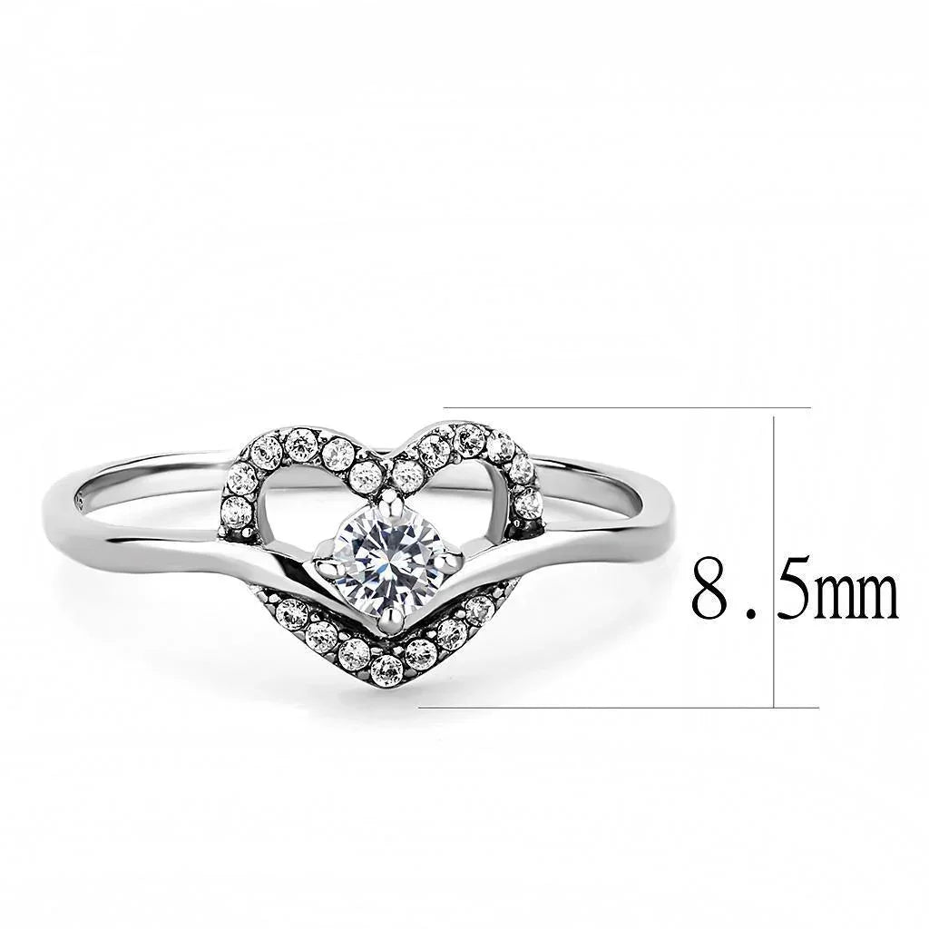 Silver Rings for Women 316L Stainless Steel DA106 - AAA Grade Cubic Zirconia in Clear - Jewelry Store by Erik Rayo
