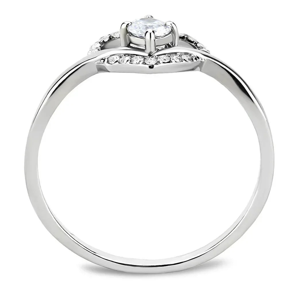 Silver Rings for Women 316L Stainless Steel DA106 - AAA Grade Cubic Zirconia in Clear - Jewelry Store by Erik Rayo