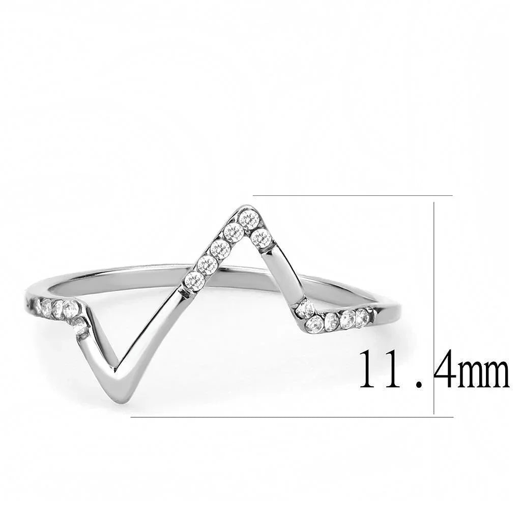 Silver Rings for Women 316L Stainless Steel DA107 - AAA Grade Cubic Zirconia in Clear - Jewelry Store by Erik Rayo