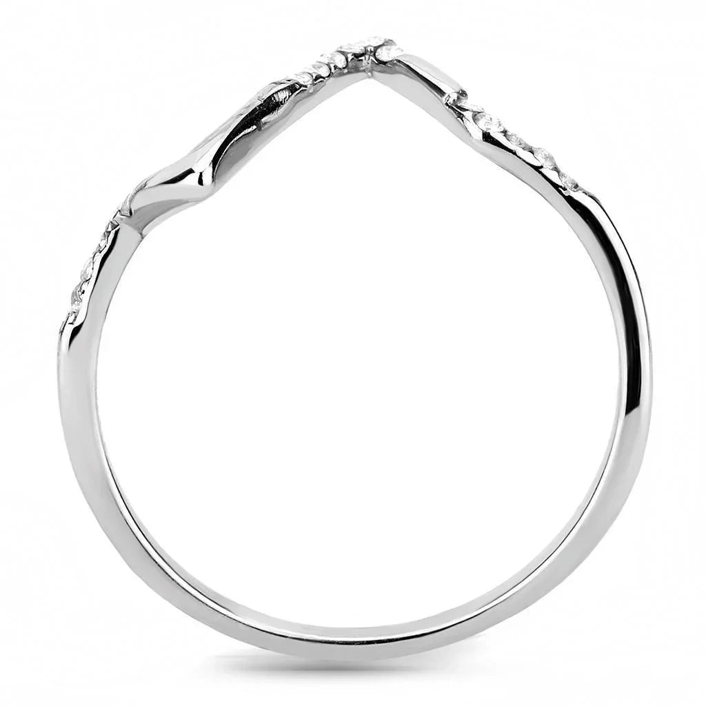 Silver Rings for Women 316L Stainless Steel DA107 - AAA Grade Cubic Zirconia in Clear - Jewelry Store by Erik Rayo
