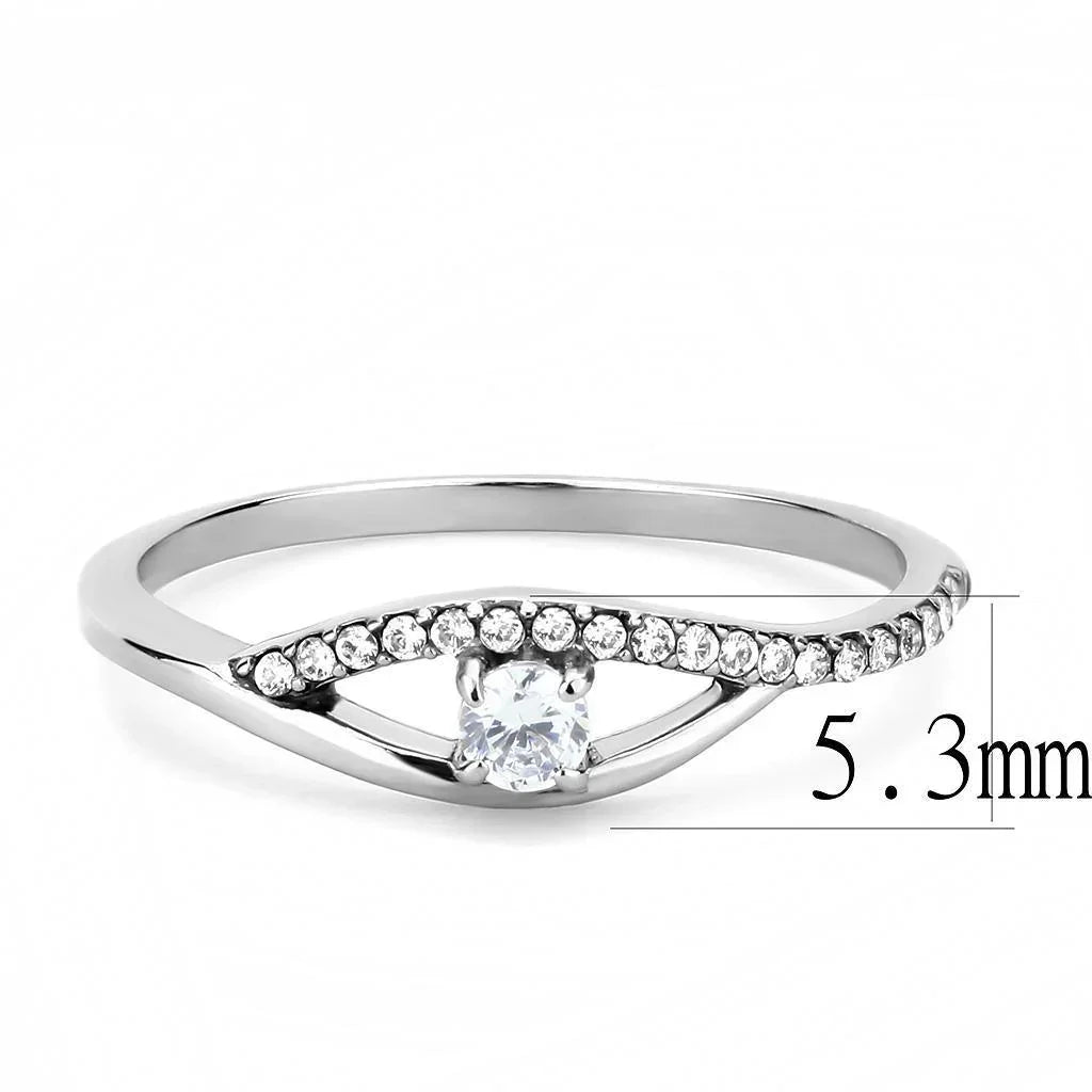 Silver Rings for Women 316L Stainless Steel DA108 - AAA Grade Cubic Zirconia in Clear - Jewelry Store by Erik Rayo
