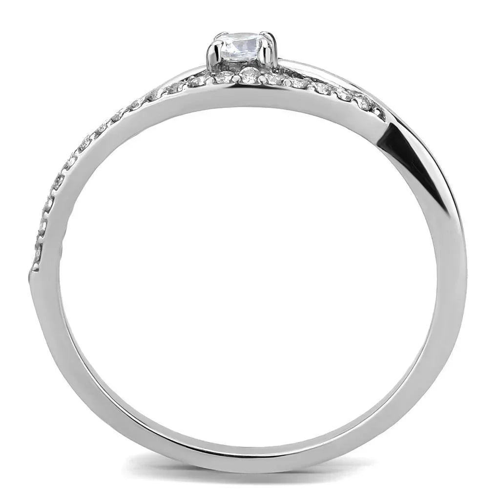 Silver Rings for Women 316L Stainless Steel DA108 - AAA Grade Cubic Zirconia in Clear - Jewelry Store by Erik Rayo