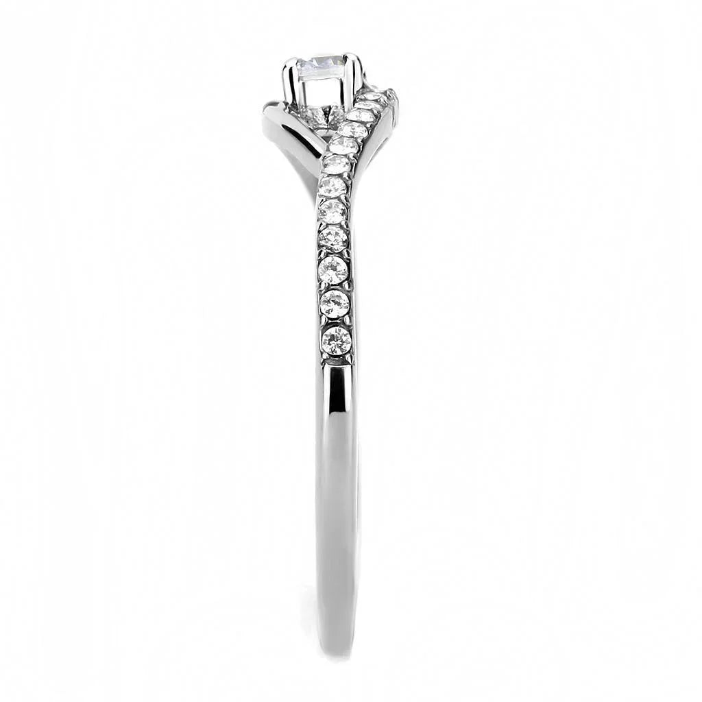 Silver Rings for Women 316L Stainless Steel DA108 - AAA Grade Cubic Zirconia in Clear - Jewelry Store by Erik Rayo
